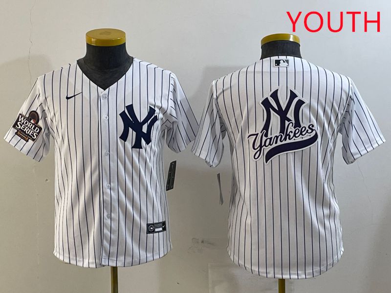 Youth New York Yankees Blank White Stripe Game 2025 Nike MLB Jersey style 22